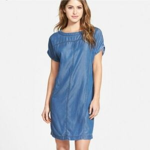 Halogen Denim Cap Sleeve Shift Dress US S